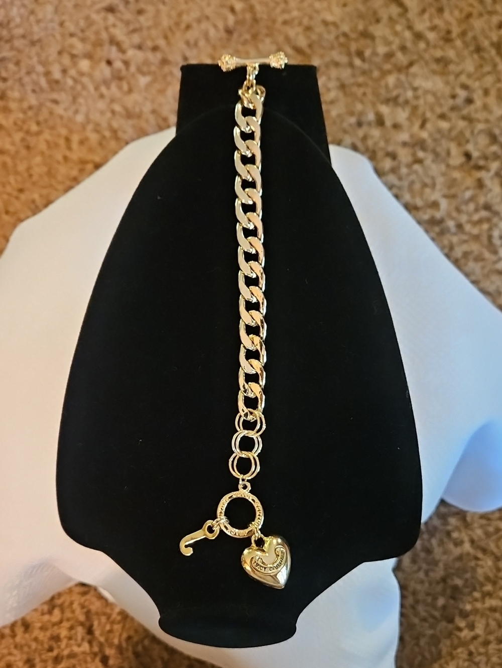 Juicy Couture Gold-Tone Heart Toggle Bracelet - Women's Jewelry NWOT